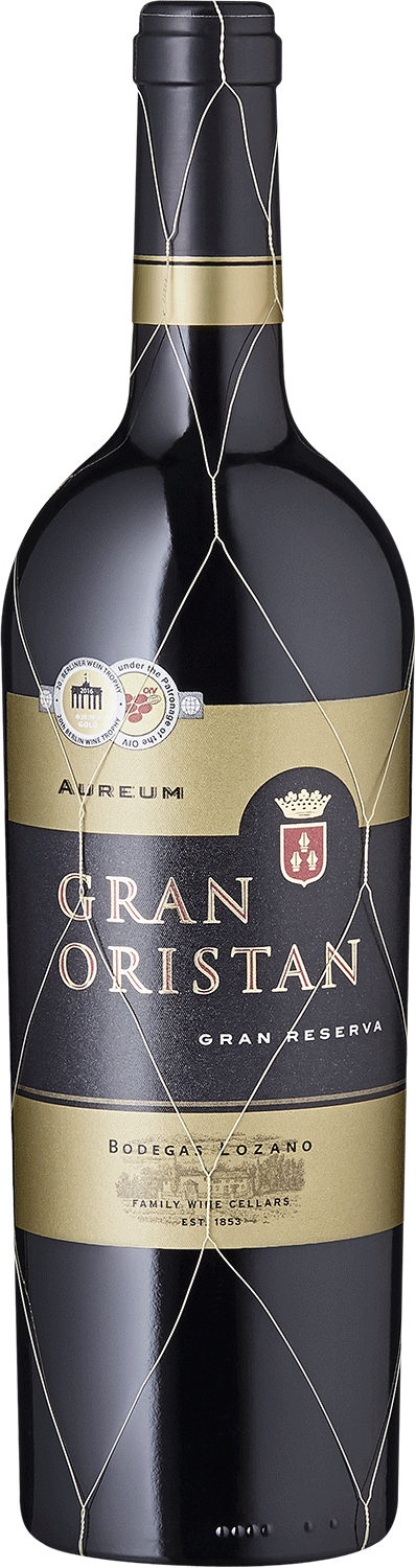 "Gran Oristan" Gran Reserva Gran Oristan Gran Reserva Wein, Flaschenansicht mit Netz