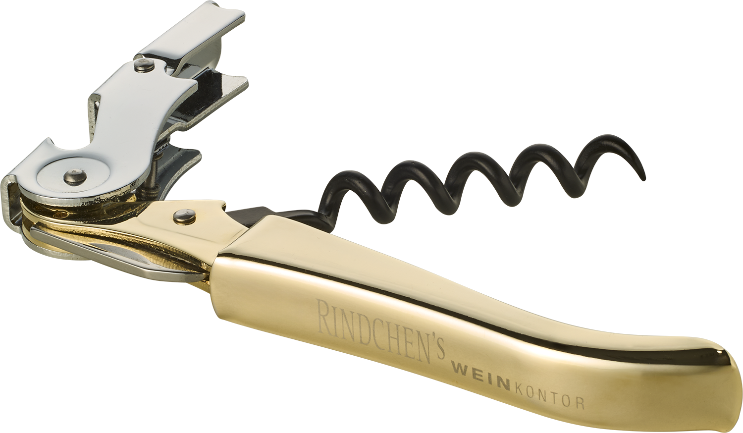 Rindchen's Kellnermesser Gold Goldener Korkenzieher "Rindchen's Weinkontor" für Weinflaschen