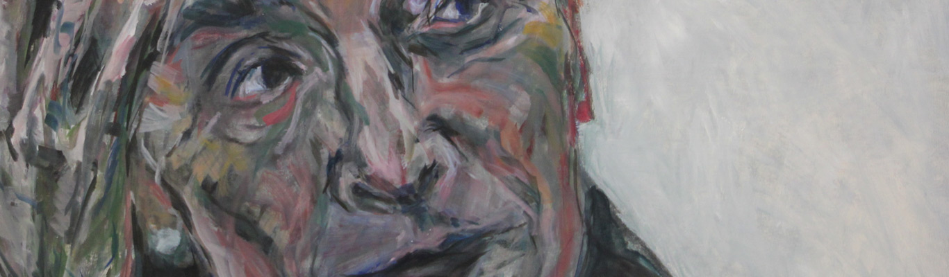 Ausstellung Inga Lanzl "Menschen" Abstraktes Gemälde einer Person, ideal für Weine