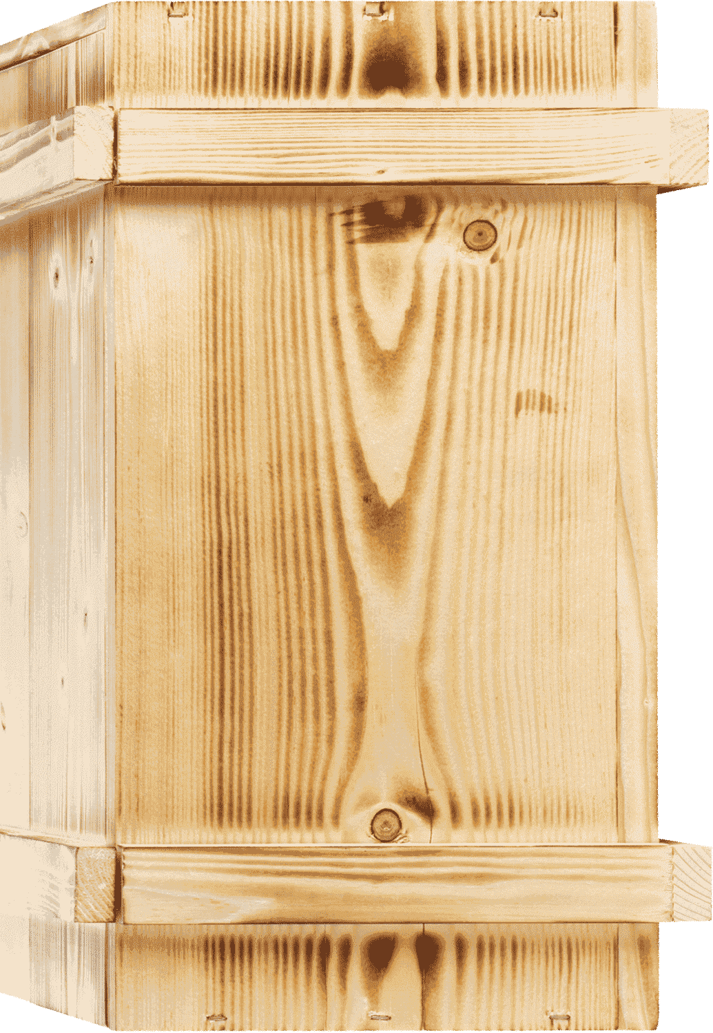 Holzkiste 3er Weinfass aus Holz, Detailaufnahme der Holzstruktur