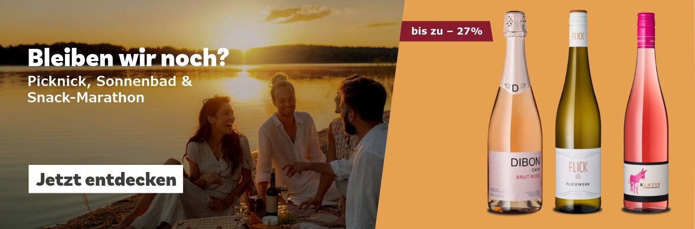 Sonnenuntergang ams See mit Wein