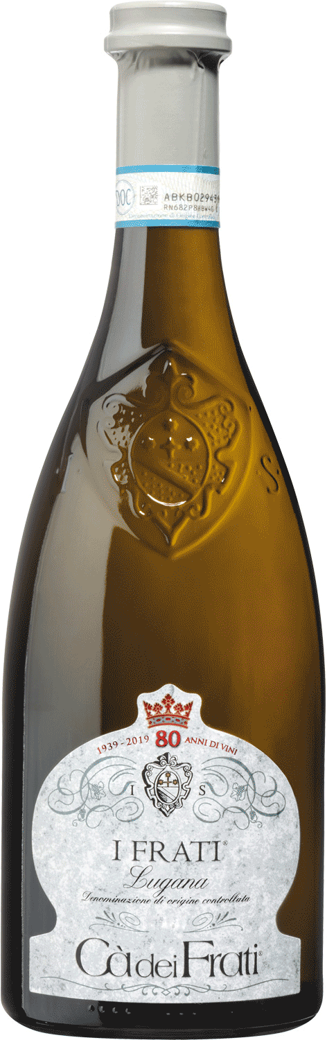 I Frati, Trebbiano, Lugana, DOC Cà dei Frati Lugana Weißwein Flasche, 80 Jahre Jubiläum