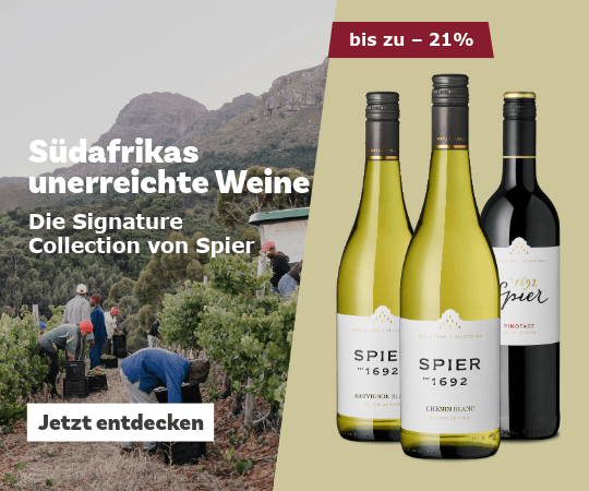 Teaser drei Spier Weine grüner Hintergrund und foto Reben und Berg in Südafrika