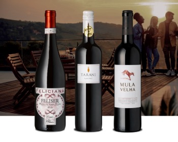 Bilder von Rotwein Flaschen und Sonnenuntergang