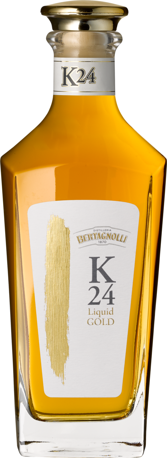 "K 24 Liquid Gold" Grappa Reserva Bertagnolli K24 Liquid Gold Grappa Flasche, Spirituose