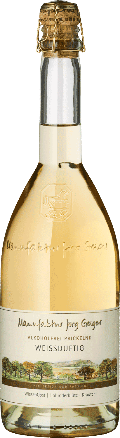 "Weissduftig" alkoholfrei prickelnd Weißer Prickelwein, alkoholfrei, Manufaktur Jörg Geiger