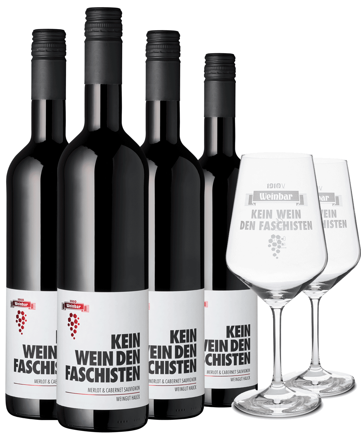 4er Paket "Kein Wein den Faschisten" Merlot & Cabernet