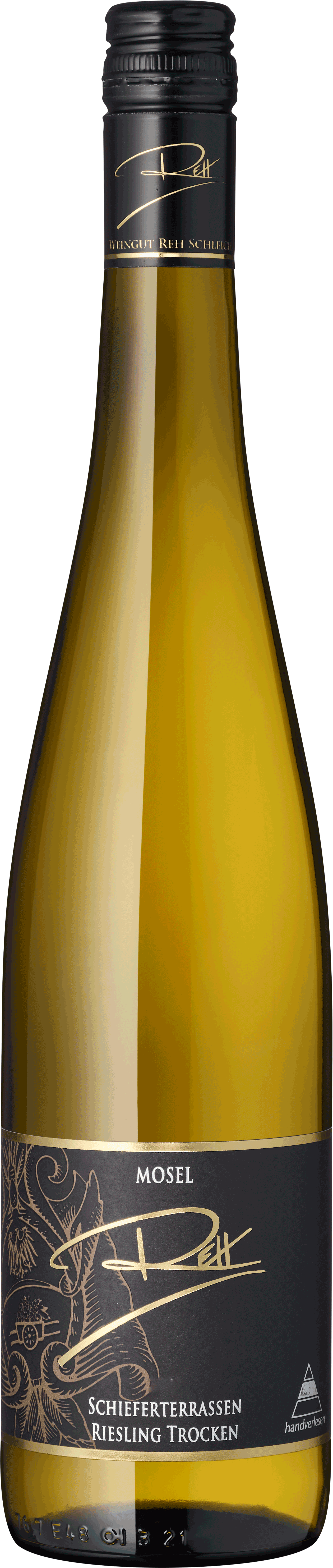 Riesling, Schieferterrassen Weinflasche Riesling Trocken, Weingut Bett, Mosel.