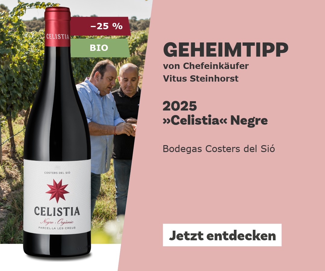 Weinflasche und Bild von Winzern in Weinbergen