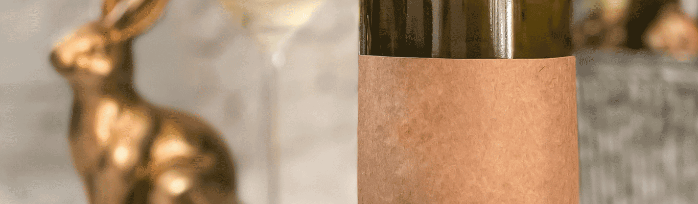 Große Oster(w)ei(n) Suche! Wein Flaschenetikett mit dekorativer Osterhasenfigur