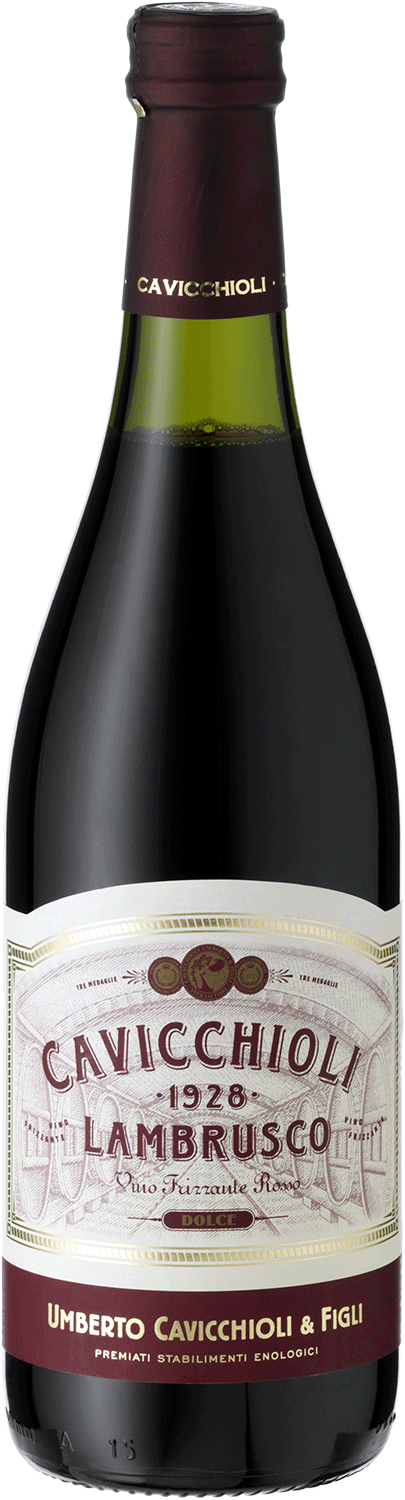Lambrusco del Emilia Frizzante, IGT dolce Cavicchioli Lambrusco Rotwein, italienischer Frizzante, 1928, Dolce