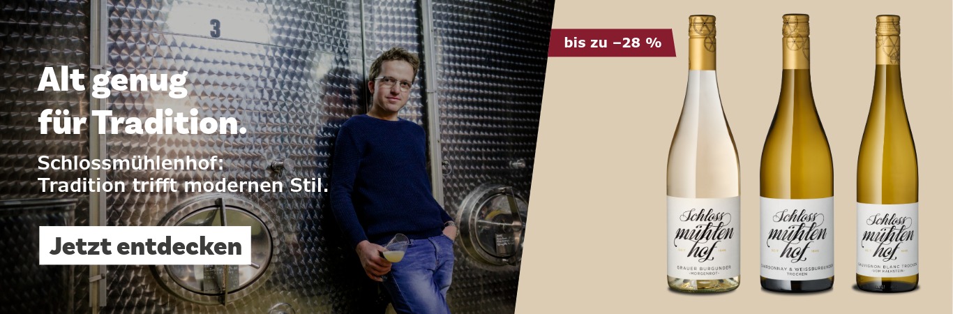 Bild von dem Winzer und den passenden Weinen