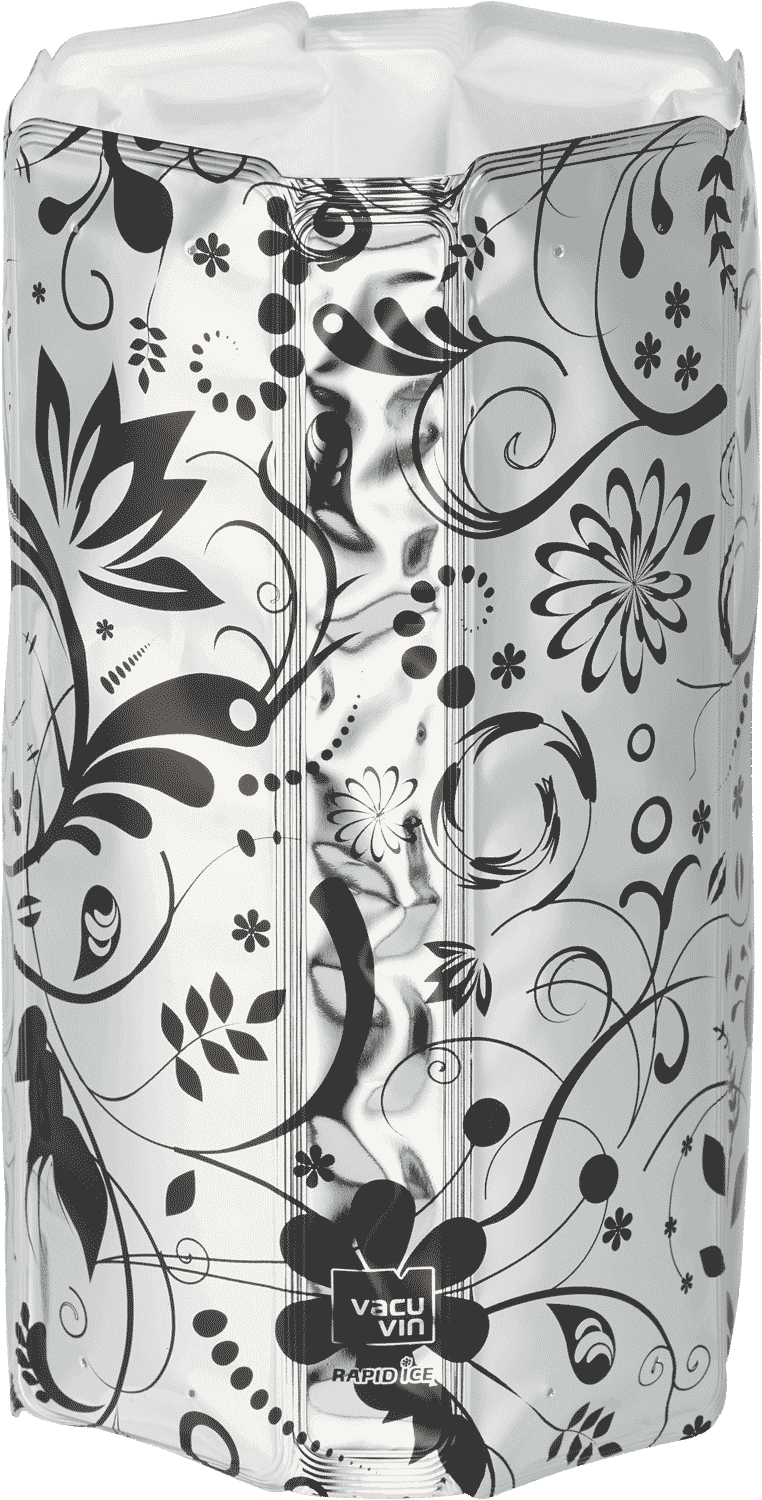 Kühlmanschette Silver black Vacu Vin Rapid Ice Weinkühler, Silber floral verziert