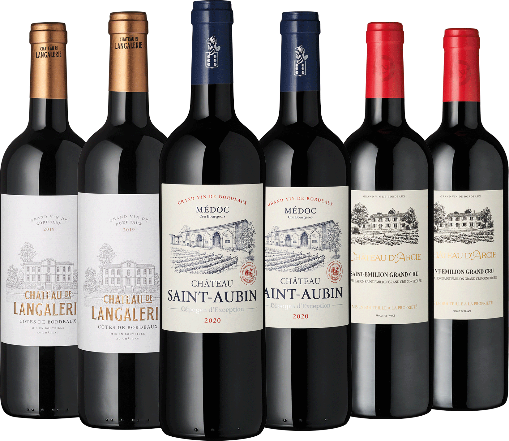 6er Paket Bordeaux