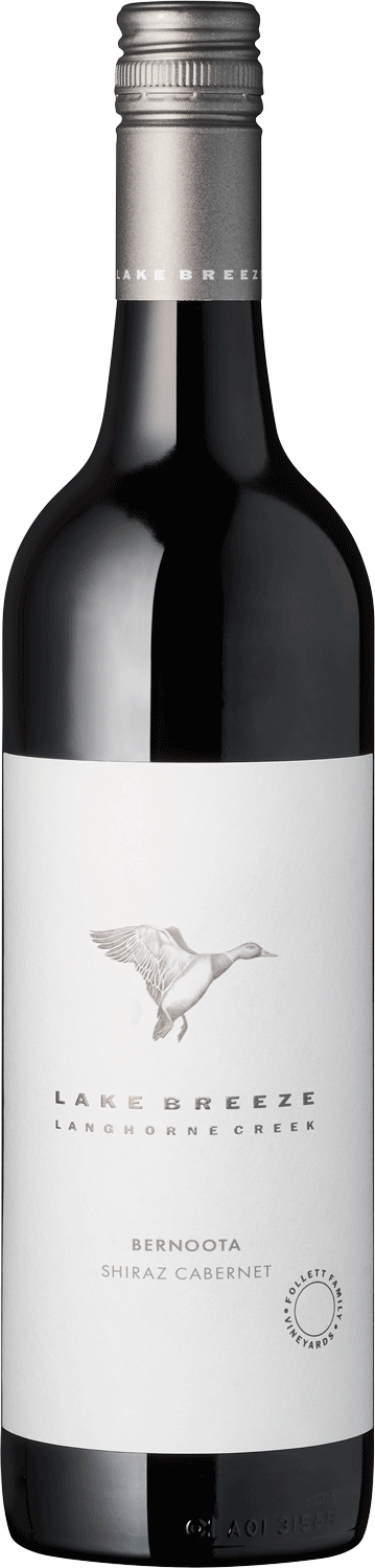 "Bernoota" Cabernet Sauvignon & Shiraz Lake Breeze Bernoota Shiraz Cabernet, Weinflasche, Nahaufnahme