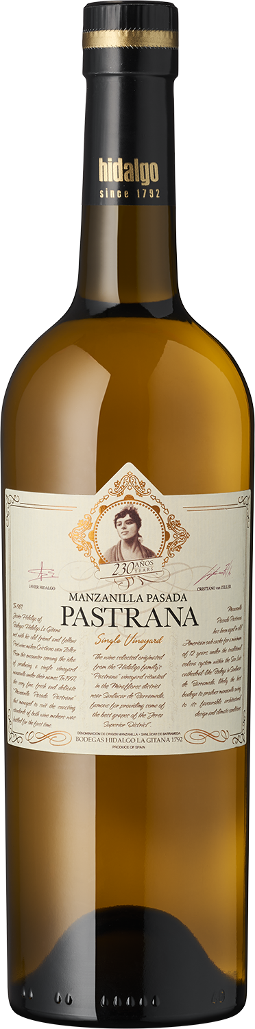 Sherry, Hidalgo, Manzanilla Pasada Pastrana Hidalgo Pastrana Manzanilla Passada, spanischer Sherrywein, Flasche
