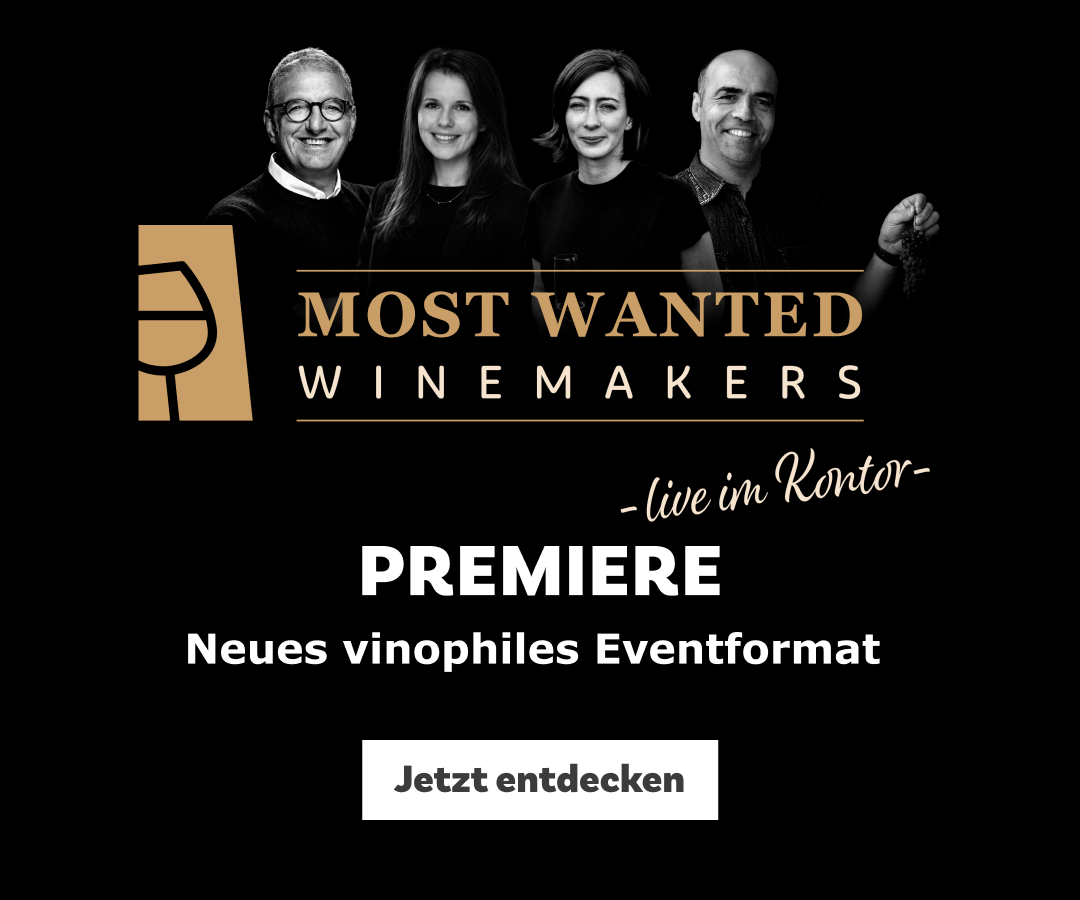 Visual Most Wanted Winemakers live im Kontor mit Glas Icon und vier Winzern