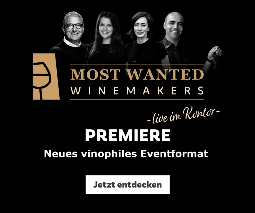 Visual Most Wanted Winemakers live im Kontor mit Glas Icon und vier Winzern