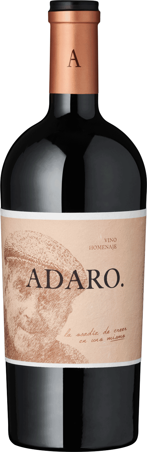 "Adaro" Ribera del Duero Adaro Wein, Flasche mit Etikett und dunklem Rotwein