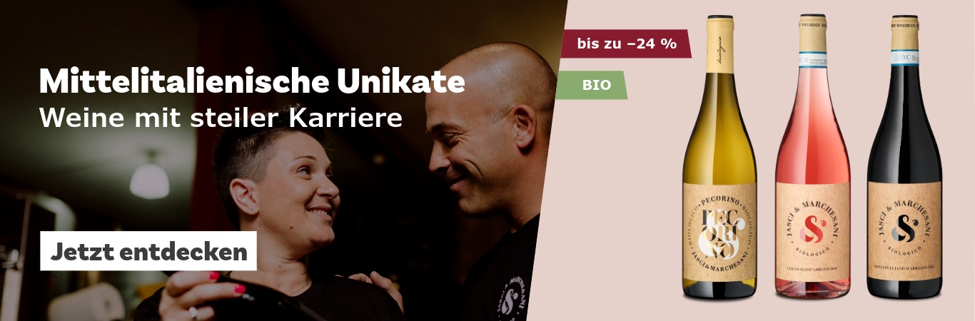 Mittelitalienische Unikate, drei flaschen wein