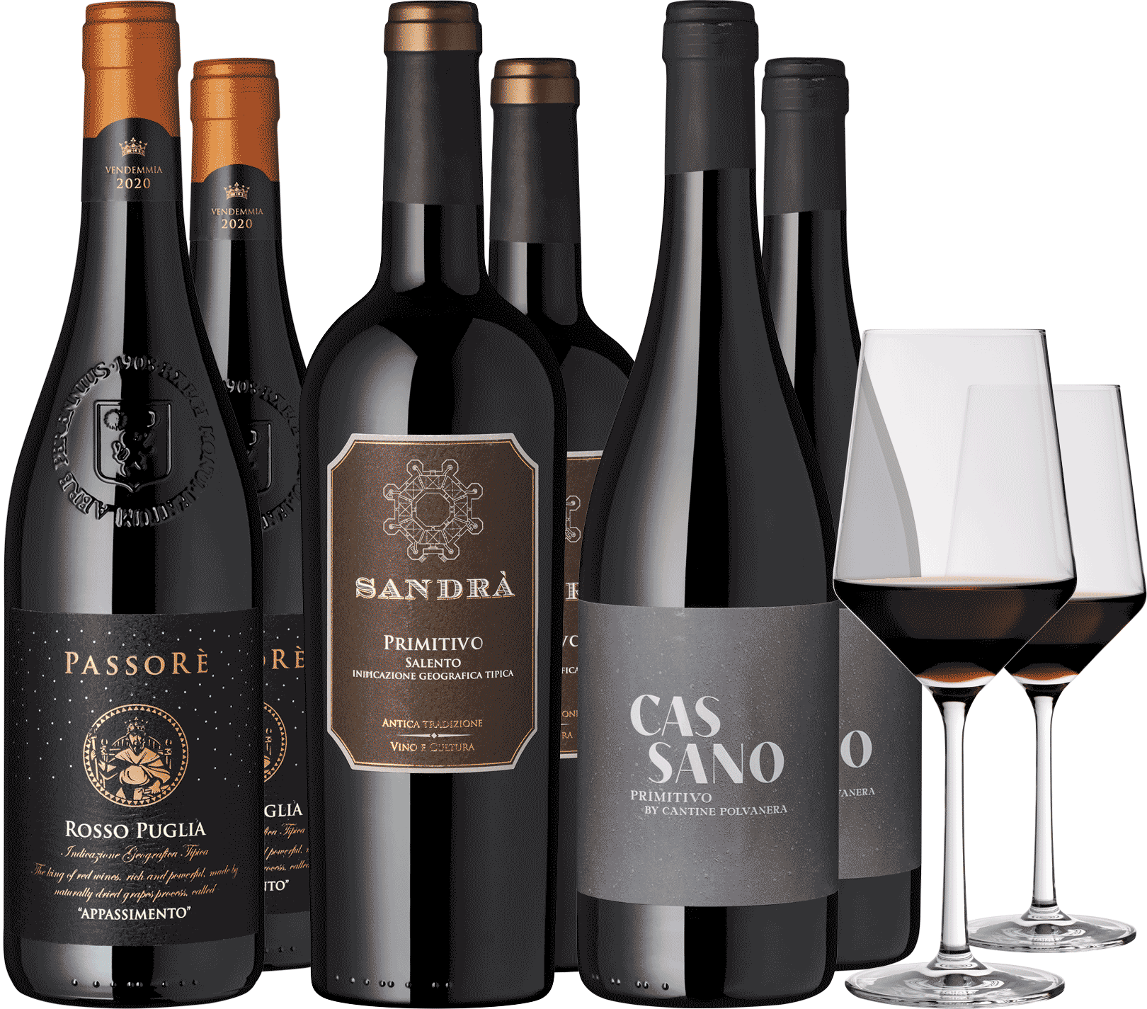 6er Primitivo & Co. + Gläser