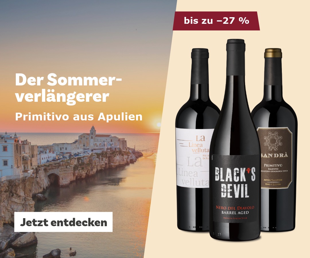 3 Rotweine und Sonnenuntergang